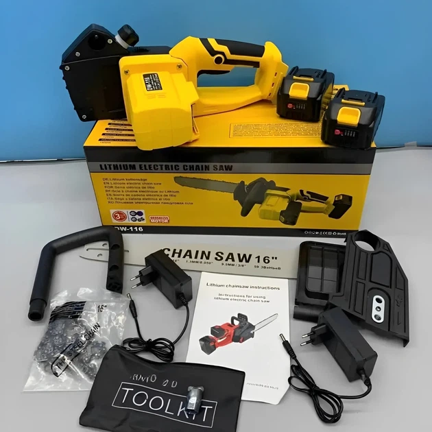 Акумуляторна ланцюгова пила Жовта 2 акумулятори 18В, 16» Electric SAW, Електропила на акумуляторі - зображення 7