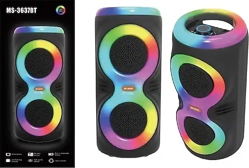 Аккумуляторная Bluetooth колонка мини чемодан с подсветкой MS-3637BT FM-радио - Фото 2 Аккумуляторная Bluetooth колонка мини чемодан с подсветкой MS-3637BT FM-радио - изображение 2