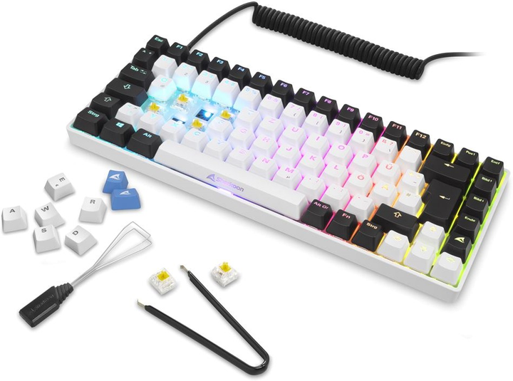Klawiatura przewodowa Sharkoon Skiller SGK50 S3 Gateron Yellow USB White (4044951039692) - obraz 8