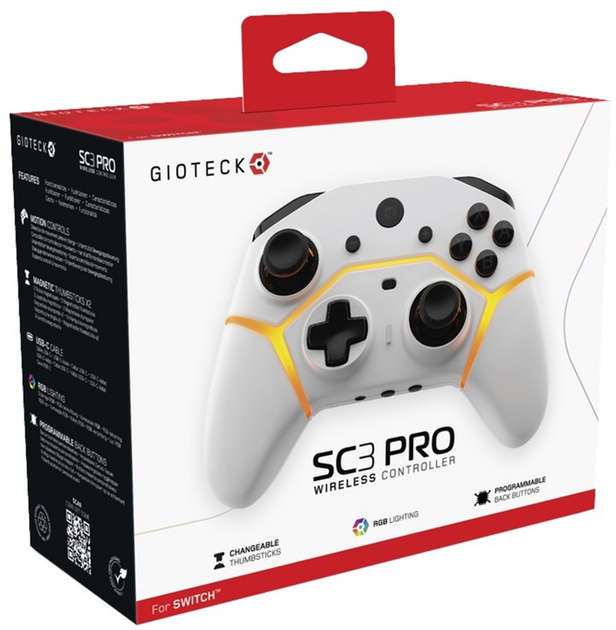 Kontroler bezprzewodowy Gioteck SC3 Pro dla Nintendo Switch White (0812313010931) - obraz 6