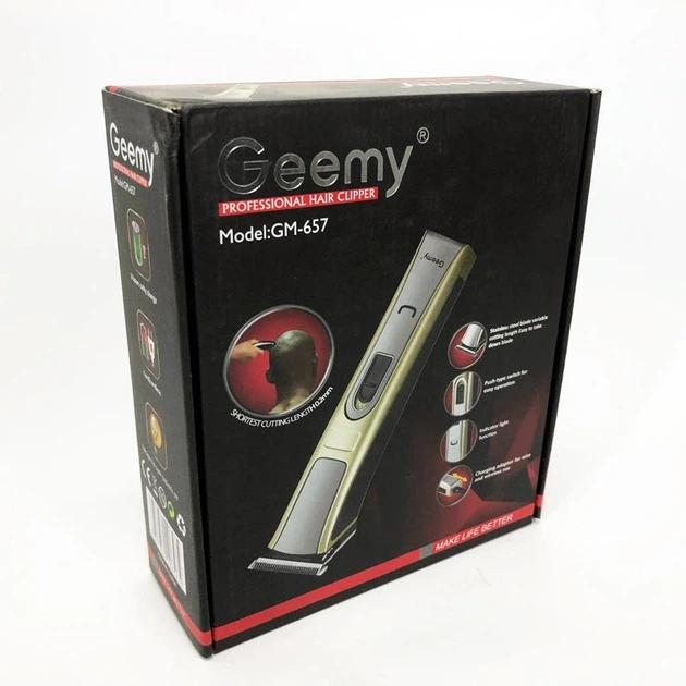 Машинка для стрижки Geemy GM-657 бездротова комплект насадок - зображення 12