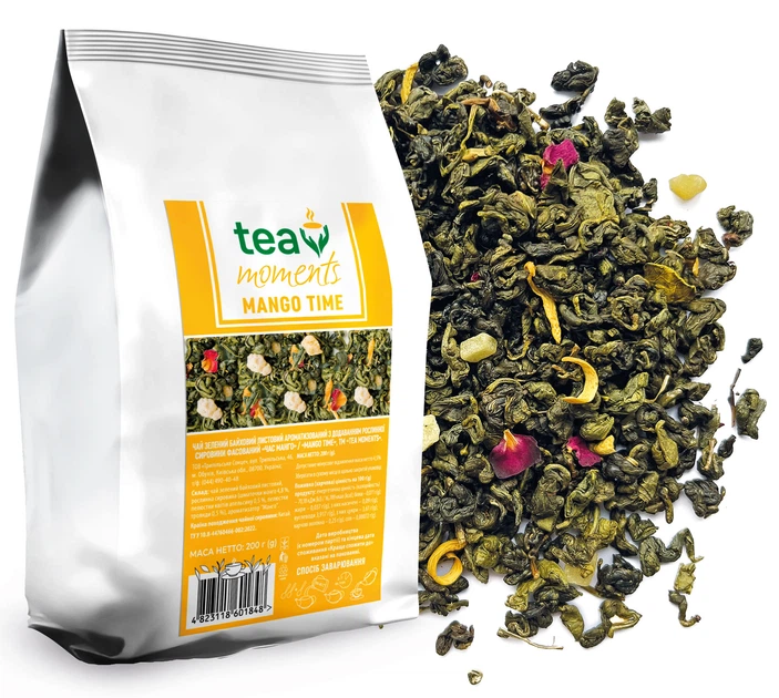 Чай зелений Tea Moments Mango Time Листовий з ароматом манго 200 г (4823118601848) - зображення 5