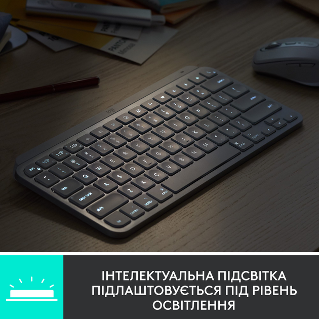Клавіатура бездротова Logitech MX Keys Mini Wireless Illuminated UA Graphite (920-010498) - зображення 4