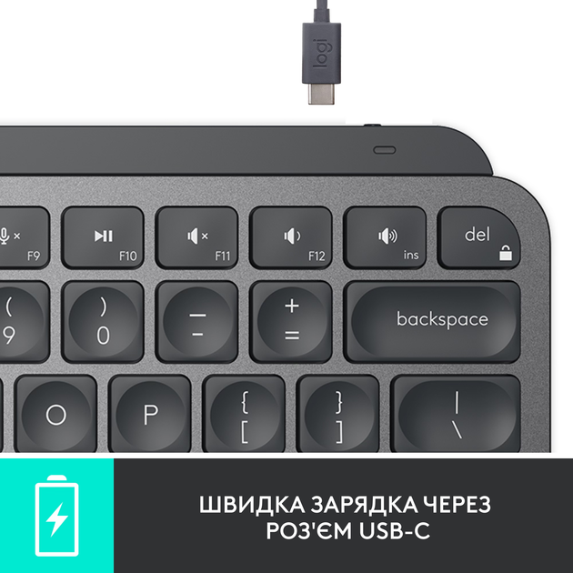 Клавіатура бездротова Logitech MX Keys Mini Wireless Illuminated UA Graphite (920-010498) - зображення 9