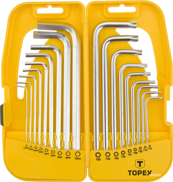 Ключи шестигранные TOPEX HEX и Torx 18 шт (35D953) – фото, отзывы ...