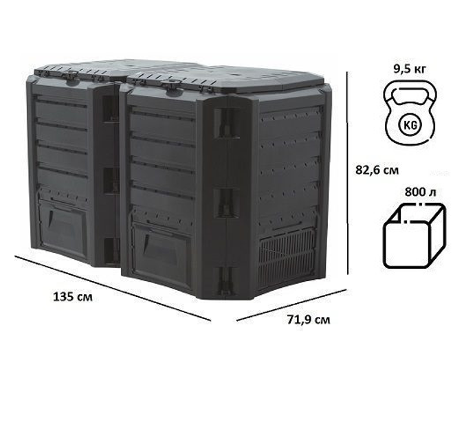 Двойной садовый компостер 800л Prosperplast MODULE COMPOGREEN, IKLM800C - изображение 2