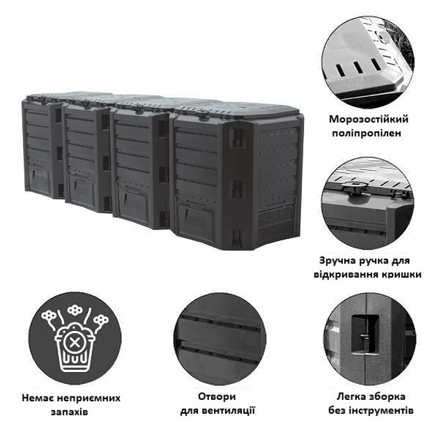 Четырехмодульный садовый компостер 1600л Prosperplast MODULE COMPOGREEN, IKLM1600C - изображение 1