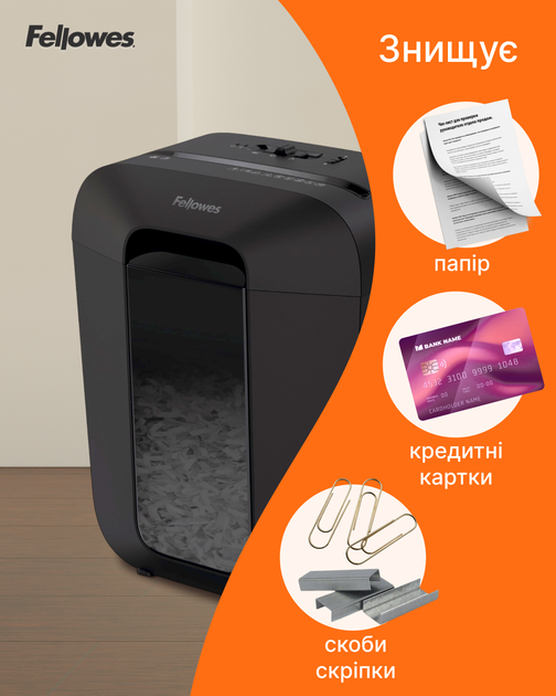 Шредер Fellowes LX50 7 листов 4x37 мм 17 л (f.U4406001) - изображение 6