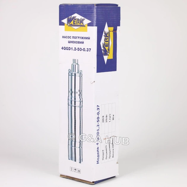 Насос глибинний шнековий Werk 4QGD 0,37 Нmax 95 м Qmax 1.2 куб.м 370 Вт - Фото 7 Насос глибинний шнековий Werk 4QGD 0,37 Нmax 95 м Qmax 1.2 куб.м 370 Вт - зображення 7
