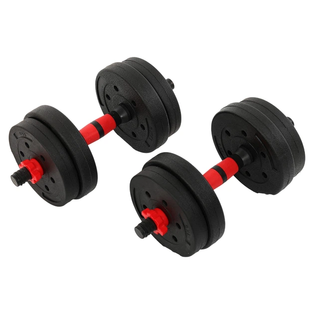 Гантели трансформер превращаются в штангу 3в1 SP-Sport TA-9455-10 10кг (2 грифа l-35см, блины, цемент, в комплекте удлинитель грифа l-40см, черный-красный) - изображение 2