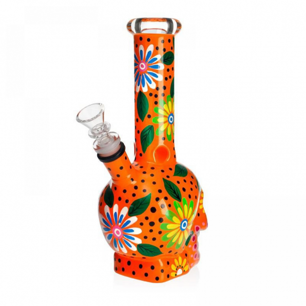 Скляний бонг Skull Mix Print Orange 25см - Фото 2 Скляний бонг Skull Mix Print Orange 25см - изображение 2
