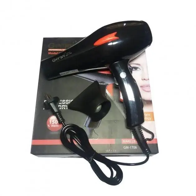 Профессиональный фен с ионизацией 1500 Вт Gemei GM-1706 - Фото 3 Профессиональный фен с ионизацией 1500 Вт Gemei GM-1706 - изображение 3