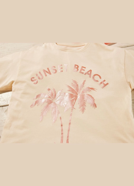 К-кт (2шт) футболок для дівчини Pepperts 407499_2207-2 персикова+біла Sunset Beach 134-140 см - изображение 3