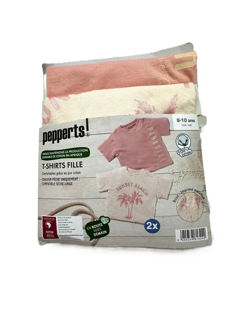 К-кт (2шт) футболок для дівчини Pepperts 407499_2207-2 персикова+біла Sunset Beach 134-140 см - изображение 6