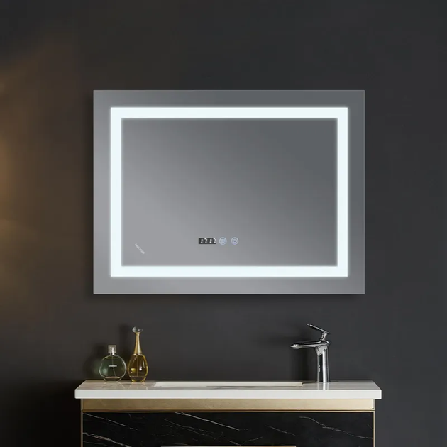 Зеркало Mixxus WARM MR02-70x50-CASE с LED Touch, Anti-fog, димером, рег. яркости, часами (MI6669) - Фото 2 Зеркало Mixxus WARM MR02-70x50-CASE с LED Touch, Anti-fog, димером, рег. яркости, часами (MI6669) - изображение 2
