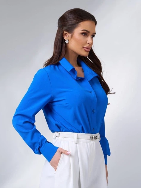 Жіноча класична сорочка із софту ISSA PLUS 3XL Синій (issa1541522) - Фото 2 Жіноча класична сорочка із софту ISSA PLUS 3XL Синій (issa1541522) - изображение 2