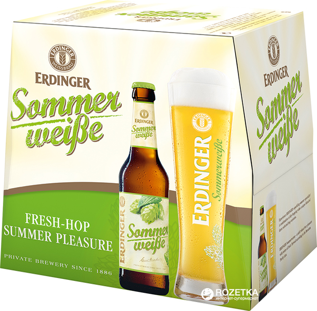Упаковка пива Erdinger Sommerweisse світле фільтроване 4.6% 0.33 л х 12 пляшок (4002103295532) - зображення 1