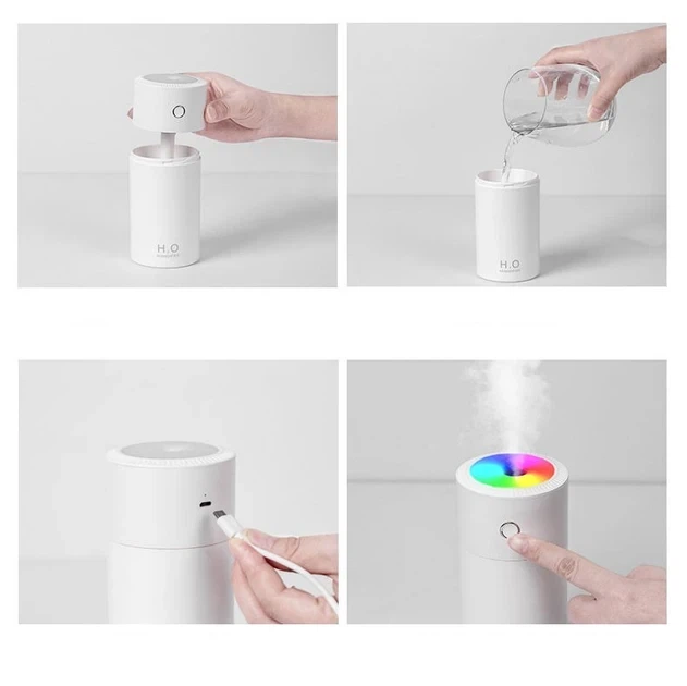 Зволожувач повітря з підсвіткою H2O Colorful HUMIDIFIER білий, USB - зображення 4