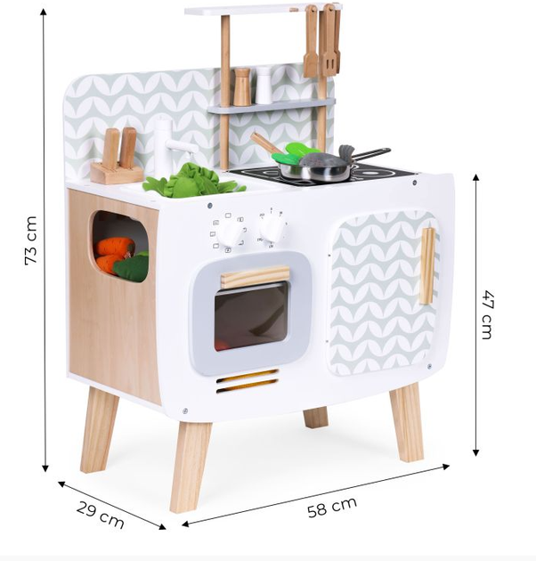 Дитяча дерев'яна кухня EcoToys ретро з аксесуарами W10C863 (5905817003969) - зображення 3