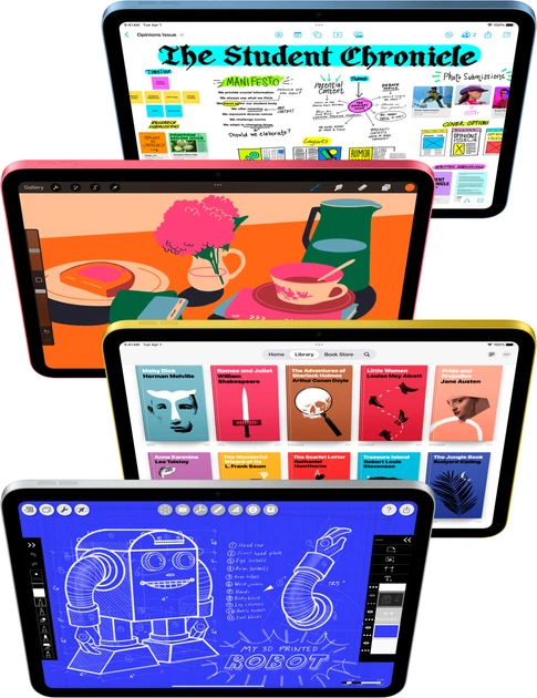 Tablet Apple iPad 11" 2025 Wi-Fi + Cellular 256GB Yellow (MD7M4) - obraz 3