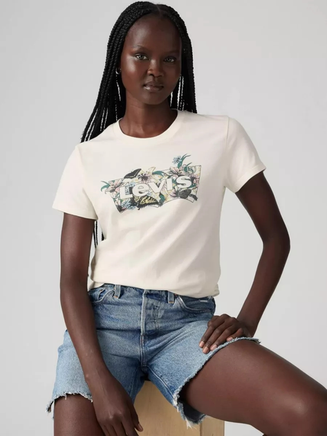 Koszulka damska bawełniana Levi's The Perfect Tee Lily Bw Fill Egret Grap 17369-2948 S Biała (5401157866344) - obraz 1