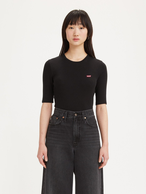 Koszulka damska bawełniana Levi's Luca Slim Tee Rib A3388-0004 XS Czarna (5401157130094) - obraz 1