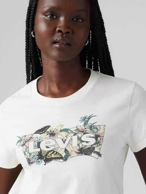 Футболка бавовняна жіноча Levi's The Perfect Tee Lily Bw Fill Egret Grap 17369-2948 M Біла (5401187066028) - зображення 3