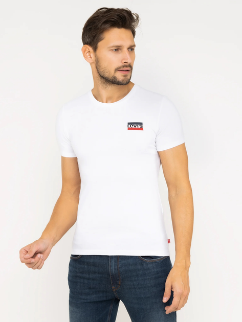 Koszulka męska bawełniana Levi's Crewneck Graphic 79681-0000 L Biały/Czarny (5400816572145) - obraz 2