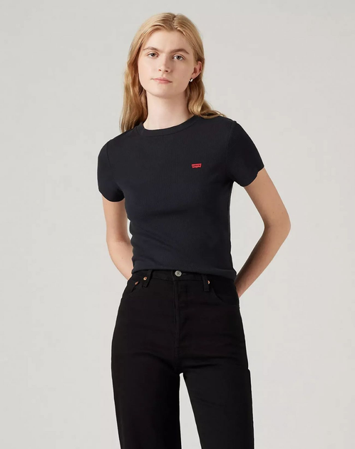 Koszulka damska bawełniana Levi's Essential Sporty Tee Rib A7419-0014 S Czarna (5401157127858) - obraz 1