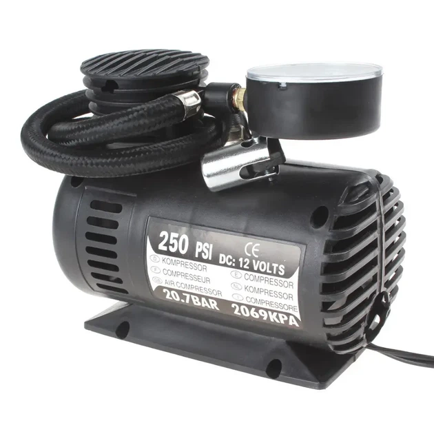 Портативный автомобильный мини воздушный компрессор (DC 12V/10~250PSI) - Фото 3 Портативный автомобильный мини воздушный компрессор (DC 12V/10~250PSI) - изображение 3