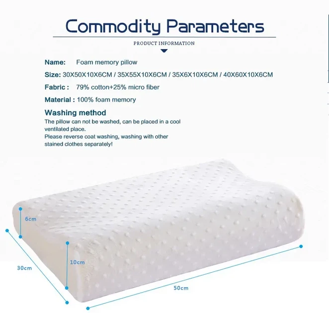 Подушка ортопедична Memory Pillow з ефектом пам'яті, анатомічна подушка для сну - зображення 3