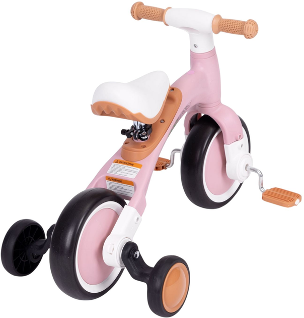 Rowerek biegowy z pedałami EcoToys treningowy kółka boczne 3w1 LC-V1359 Pink (5905817003655) - obraz 4