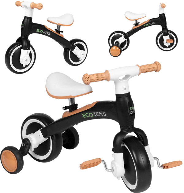 Біговел з педалями EcoToys навчальний бічні колеса 3в1 LC-V1359 Black (5905817005505) - зображення 7