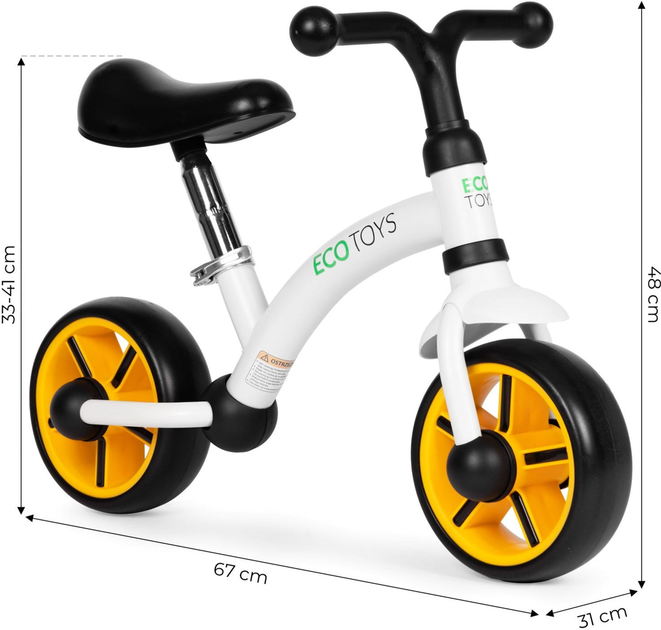 Біговел EcoToys LC-V1252 White/Black (5905817006014) - зображення 10