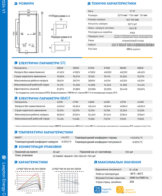 Сонячна батарея Leapton Solar LP182x199-M-66-NH-585W - зображення 2