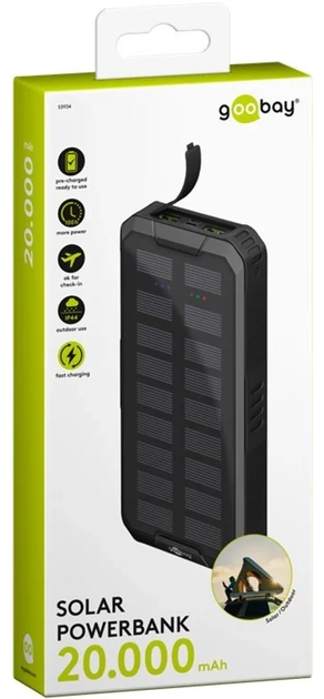 Powerbank Goobay Solar PowerBank 20000 mAh 18W Black (4040849539343) - obraz 7