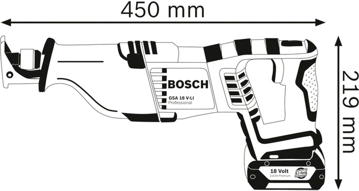 Пила шабельна Bosch Professional GSA 18 V-LI Solo (060164J000) - зображення 2