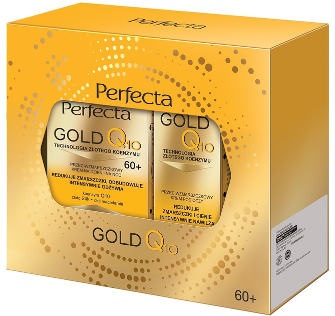 Набір для догляду за обличчям Perfecta Gold Q10 Крем проти зморшок 60+ 50 мл + Крем для шкіри навколо очей проти зморшок 15 мл (5900525092069) - зображення 1