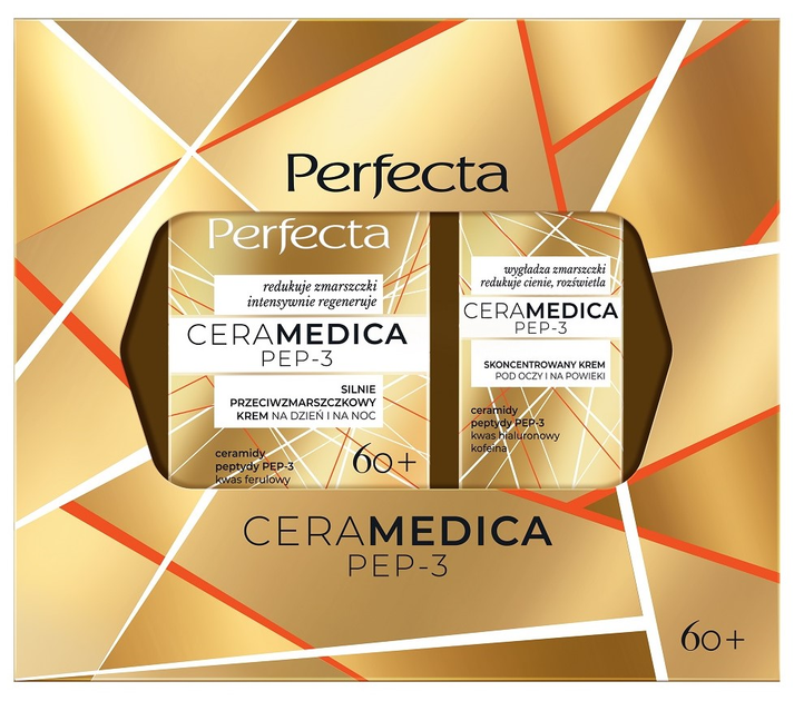 Набір для догляду за обличчям Perfecta Ceramedica Pep 3 Потужний денний і нічний крем проти зморщок 60+ 50 мл + Концентрований крем для повік і шкіри навколо очей 15 мл (5900525092052) - зображення 2