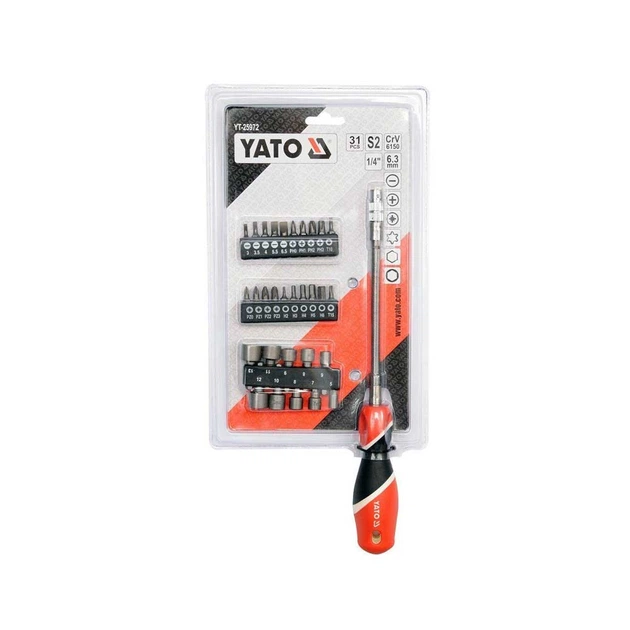 Викрутка Yato YT-25972 з набором насадок 31 ел - Фото 2 Викрутка Yato YT-25972 з набором насадок 31 ел - зображення 2