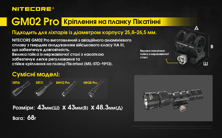 Кріплення Nitecore GM02 Pro (25,8-26,5 мм) - зображення 2