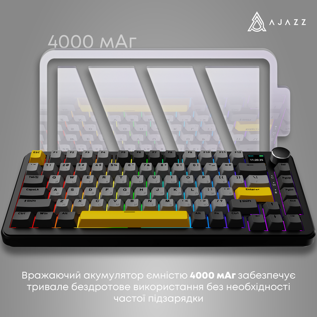 Клавіатура бездротова Ajazz AK820 MAX Magnetic switches Black RGB (AK820MAX-M-BGY) - Фото 11 Клавіатура бездротова Ajazz AK820 MAX Magnetic switches Black RGB (AK820MAX-M-BGY) - зображення 11