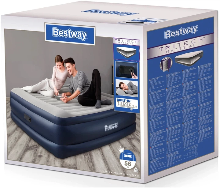 Надувне двомісне ліжко з вбудованим електронасосом Bestway, 193 x 203 x 56 см, (67692) - зображення 9