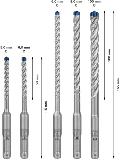 Zestaw wierteł Bosch Expert SDS-plus-7X 5 szt. (2608900197) - obraz 3