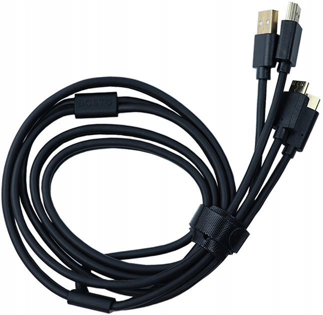 Кабель Bosto HC210 2-in-1 HDMI - mini-HDMI + USB Type-A - USB Type-C Black (6972288300223) - зображення 1