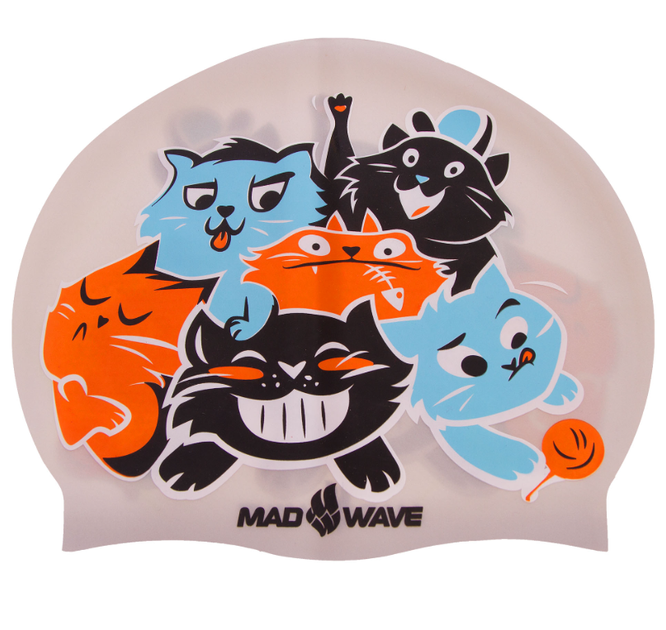Шапочка для плавання дитяча YAR-SPORT CATS M057810 (силікон, срібний) - изображение 3