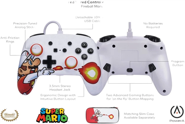 Контролер PowerA Enhanced Nintendo Switch Fireball Mario (0617885028656) - зображення 6