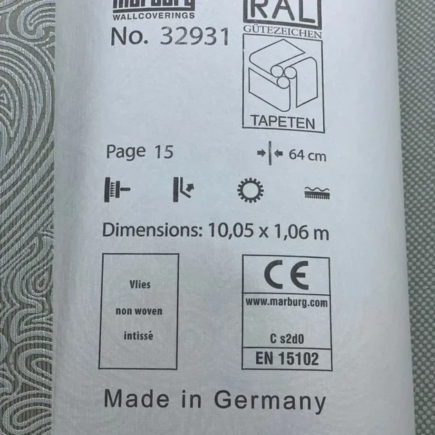 Метровые обои в комнату виниловые на флизелиновой основе 10.05 * 1,06 Marburg 32931 - изображение 6