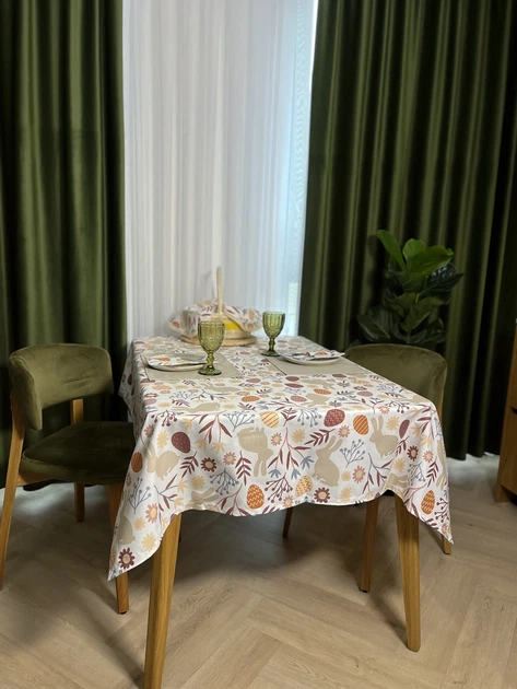 Скатерть водоотталкивающая Delux Textil Пасхальные кролики классик 250 х 170 см (368114) - изображение 5