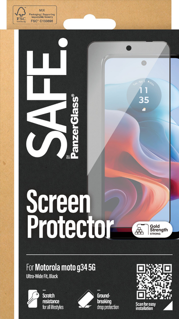 Szkło hartowane SAFE. by PanzerGlass Screen Protector Ultra-Wide Fit do Motorola moto G34 5G Black (5711724957222) - obraz 3